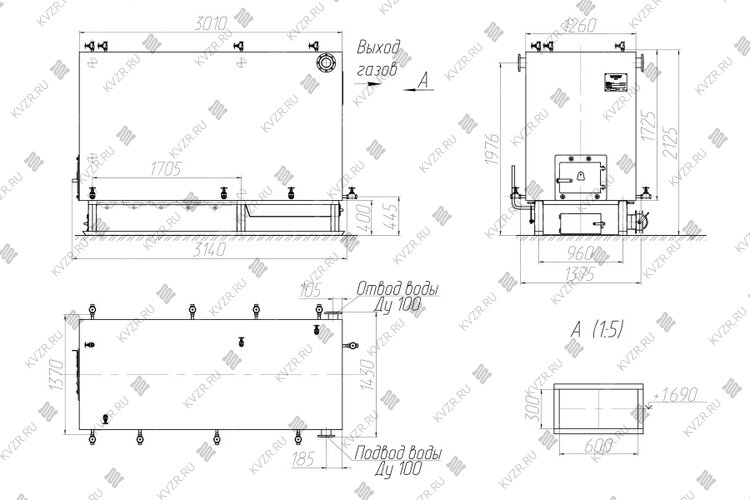 Котел КВм 1.1 с РПК чертеж